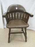 Pine Captain Chair w/ Vinyl Back/Seat w/ Tack Trim