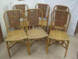 Sons Cunningham Set - 6 Rattan Chairs w/ Woven Back/Seat & Red, Green, Black Accent Colors