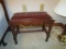 Wooden Stool w/ Red Fabric Top Wave Pediment w/ Spindle Style Feet