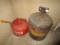 The Gasser Red Metal 2 1/2 Gal Gas Can & Vintage Black Metal Gas Can