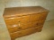 3 Drawer Wood Dresser w/ Brass Pull, 4 Batwing Curved/Arched Skirt Bracket Feet