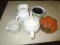 Misc. Ceramics - Lattice Design Teapot, Creamer, Pitcher, Bowl/Planter, Pumpkin Motif Bowl