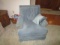 Blue Upholstered Arm Chair w/ Cushion, Arm Covers