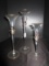 3 Raised Glass Candle Holders Spindle Neck Gilted Trim