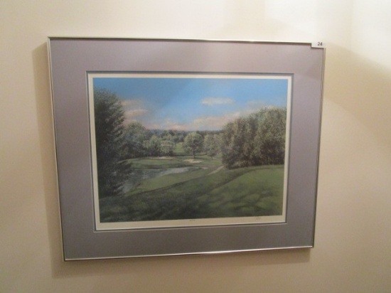 Golfing Green Lithograph Print Limited 86/400 Edition, Artist Signed C. Rate