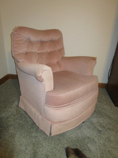Pink Upholstered Rotating Chair Pin-Back