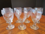 7 Water Goblets Scalloped Design