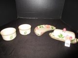 Misc. Franciscan Earthenware Butter Dish, Crescent Dish, 2 Side Bowls