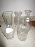 Glass Lot - Brilliant Cut Sugar, Brilliant Cut/Bead Candy Dish, Vases, Etc.