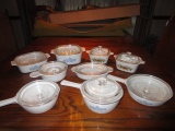 Corningware Lot - Blue Flower Corningware Baking Dishes w/ Glass Lids, Casserole Dish, Etc.