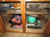 Cabinets Lot - Pizza Trays, Bake Trays, Glass Platters, Bowl, Etc.