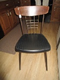 Wood Top, Metal Back Chair, Black Fabric Seat