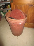 Lot - Large Garden Bin w/ Hose Pipes, Yellow Plastic Bin, Etc.