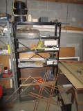 6-Tier Black Metal Shelving, Adjustable w/ Contents Garden Light, Edging, Tools, Etc.