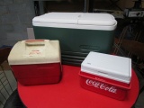 1 Green w/ White Top Igloo Cooler, Coleman Red 