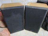 2 Wooden Veneer Black Front Speakers