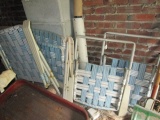 6 Blue/White Lattice Fold Out Chairs