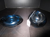 Blue Art Glass Style Ash Trays Bowl/Plate