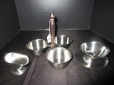 Lot - Brandware GB-3-5 Stainless Steel Japan Grey Boat, Bowl w/ Spoon, 3 Part Condiment