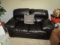 Black Leather Upholstered 2 Seat Sofa Black Wood Feet