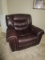 Brown Faux-Leather Recliner, Pin/Stitched Sides, Metal Frame