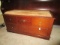 Wooden Bed-End Chest 2 Drawer Design, Metal Pulls, Star Cut Center