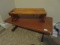 Lot - Wooden Stand w/ Casters, 2 Pedestal Feet & Wooden Stool w/ Pedestal Feet