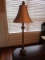 Scalloped/Ornate Design Base Table Lamp w/ Antique Patina Column w/ Shade, Oak Leaf Finial