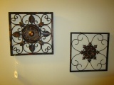 Pair - Metal Antique Patina Wall Mount Décor Floral Curled Armed Motif