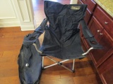 Fold Out Fabric Chair in Zip Bag, 2 Fold Out Red Upholstered Chairs w/ Wood Arms