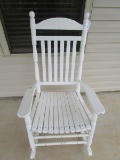 White Wooden Slat Back/Seat Rocking Chair