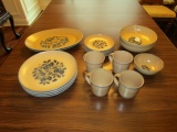 Pflatzgraff USA Stoneware Blue Rimmed Floral Center Lot