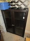 Black Wood 2 Door Cabinet, 3 Shelves Inlay