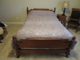 Wooden Curled Top Headboard Black/Column Sides w/ Curled Finials, Curved/Pad Feet