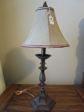 Metal Desk Lamp Antique Patina Ornate Design/Spindle Design w/ Shade