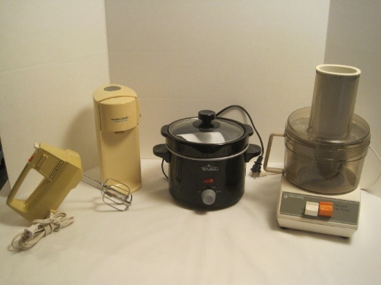Lot - Small Kitchen Appliances G.E. Hand Mixer, Rivial 2qt. Slow Cooker