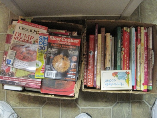 2 Boxes Misc. Cook Books Healing Foods, Southern Living Christmas, Etc.