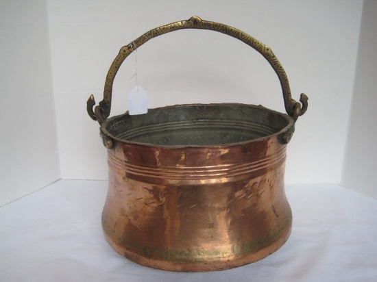 Early Copper Pot w/ Brass Handle