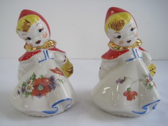Pair - Hull Pottery Little Red Riding Hood, Tall Salt & Pepper Shakers