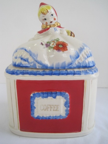 Hull Pottery Little Red Riding Hood Coffee Canister Pat Des No.135889