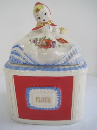 Hull Pottery Little Red Riding Hood Flour Canister Pat. Des. No.135889