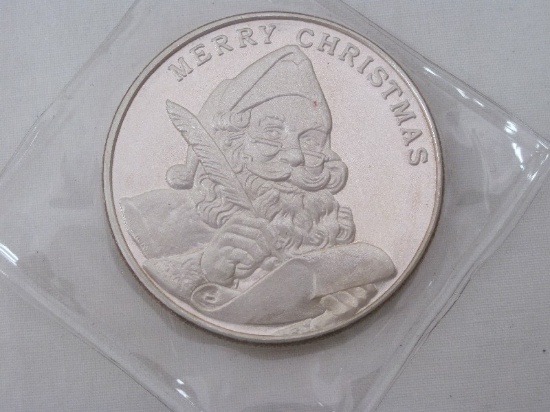 2000 Merry Christmas 1 Troy Ounce .999 Fine Silver Coin