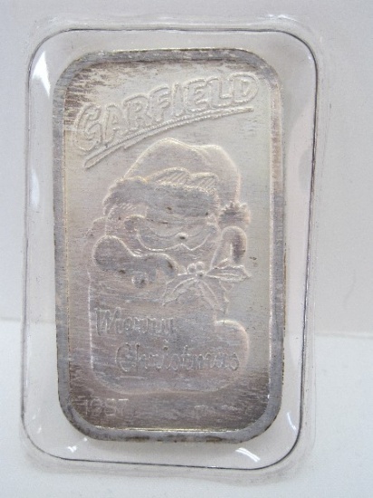 Silver Towne Christmas 1987 Limited Edition Ingot 1 Troy Ounce .999 Fine Silver