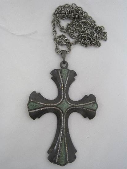 Vintage Sarah Coventry 18th Century Design Cross Pendant Necklace Limited Edition 1976