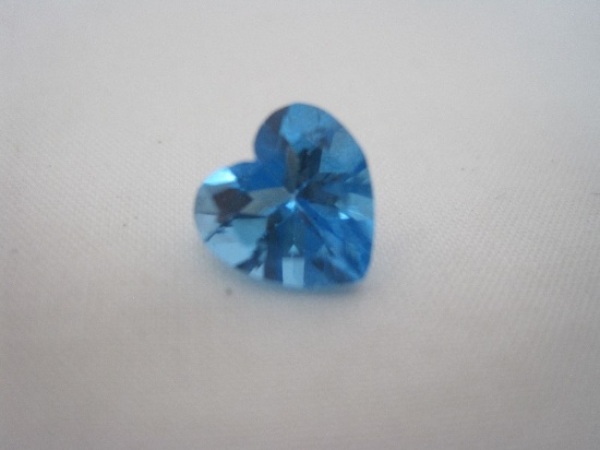 Blue Topaz Heart Shape Multi-Faceted Semi-Precious Gemstone