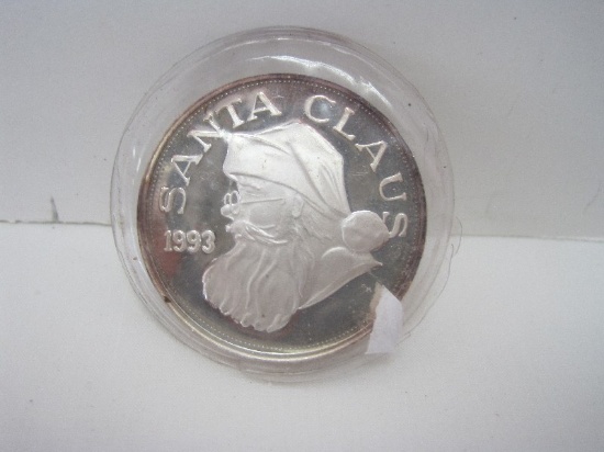 1993 Santa Claus 1 Troy Ounce .999 Fine Silver Coin