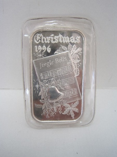 1996 Christmas 1 Troy Ounce .999 Fine Silver Bar