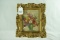 Small Floral Print Bubble Glass Baroque Gold Gilded Frame