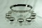 Mid-Century Modern Dorothy Thorpe Small Punch Bowl & 9 Cup Set Silver Rims