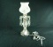 1950's Boudoir Table Lamp w/ Frosted Shade & Duncan Miller Crystal Prisms